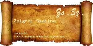 Zsigrai Szabina névjegykártya